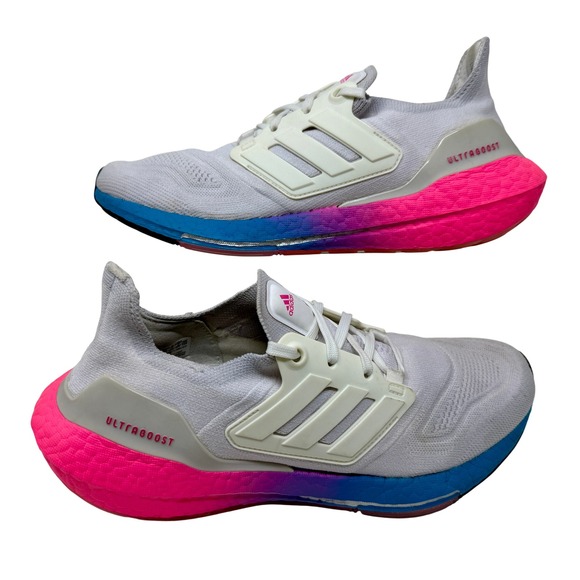 Adidas Ultraboost 22 Running Shoes White Blue Pink GV8830 Women's Size 9 - Picture 3 of 15